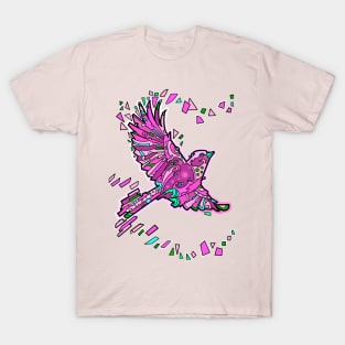 Pink geometric bird flying T-Shirt